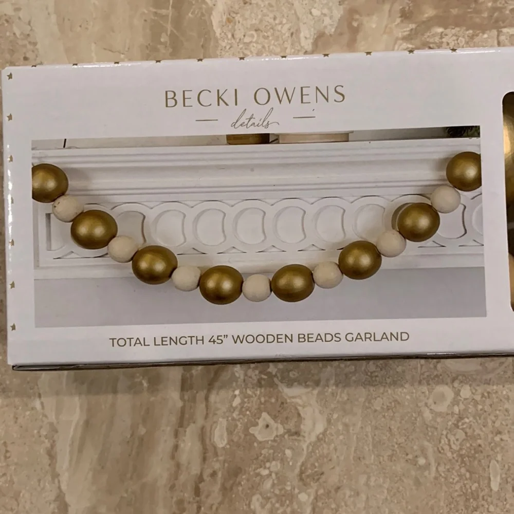 Becki Owens 45” Wooden Beads Christmas Garland NEW